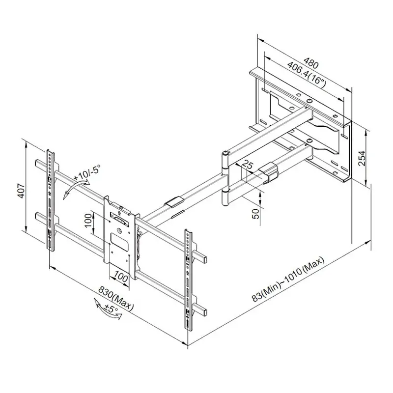 X101 W | Rameno 101cm | TV 42"-80" | 50kg