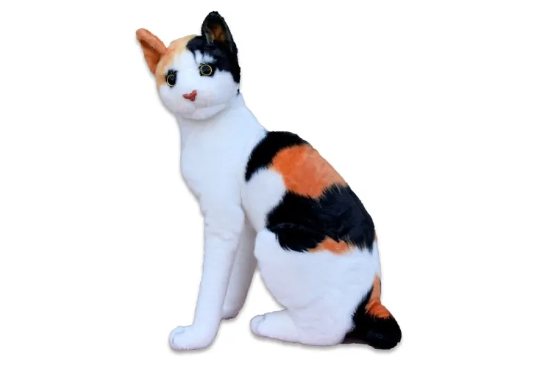Krásný plyšový kamarád, tříbarevná kočička tlapka.