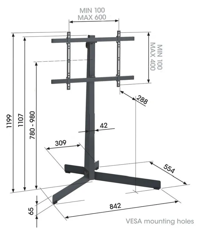 TV stojan s nosností do 50 kg, nastavitelná výška