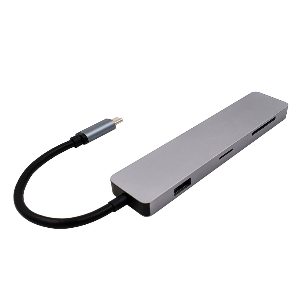 C71 HDMI USB-C Hub, 3x USB 3.0, 1x USB-C, SD, Micro SD, HDMI 4K/30Hz, ALU provedení