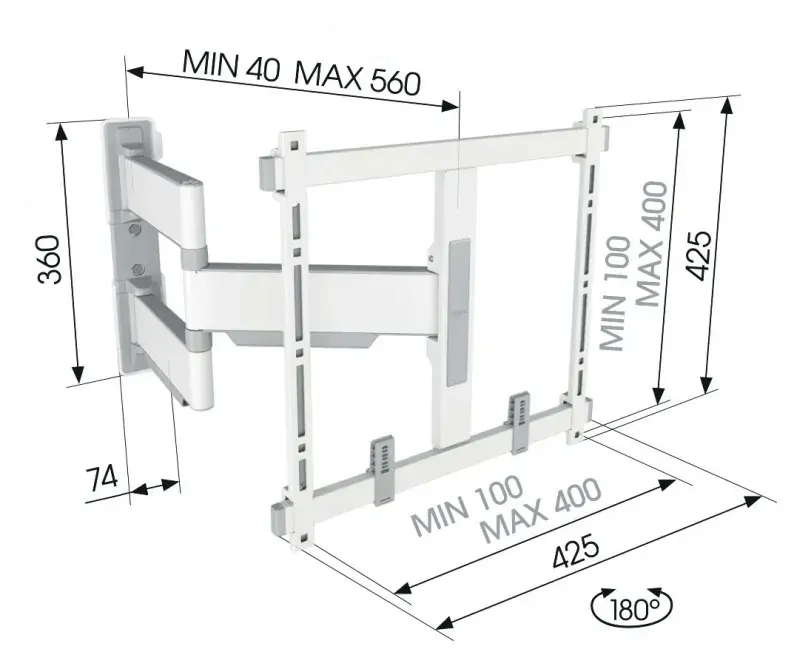 TVM 5445W - Bílé otočné rameno nejen pro OLED a QLED televize | TV 32"-65" | Nosnost 35kg