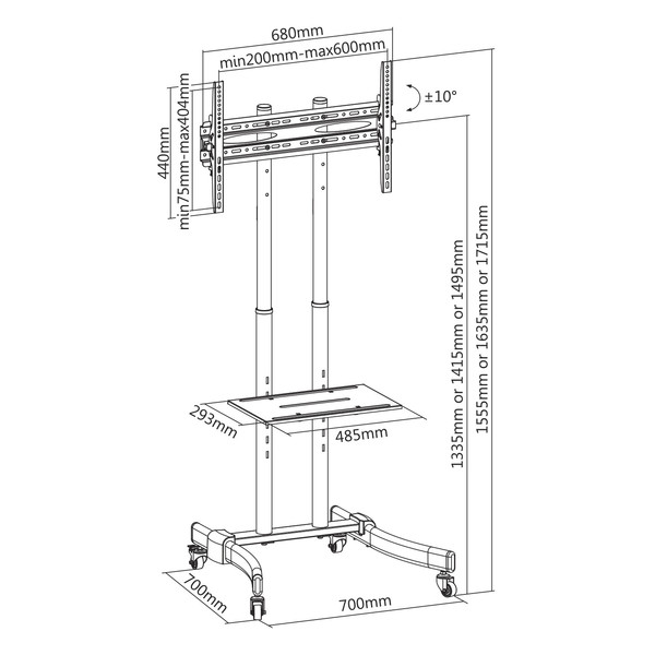 Mobilní stojan na TVV 600 (černý)