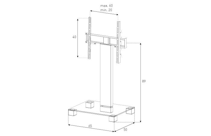 TV stojan  PL 2511 (čiré sklo + nerez alu)