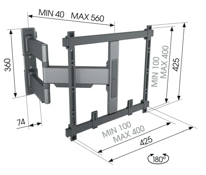 TVM 5445B - Otočné rameno nejen pro OLED a QLED televize | TV 32"-65" | Nosnost 35kg