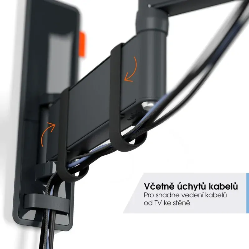 TVM 3643 W - Polohovatelný nástěnný držák s kloubovým ramenem v bílém provedení | TV 40"-77" | Nosnost 35kg