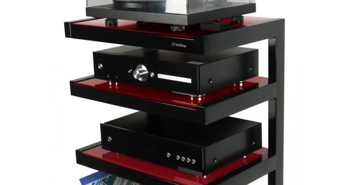 Hifi stolek ESSE HIFI VINYL (černý rám + červené sklo)