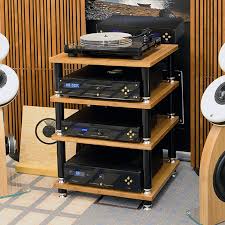 Hifi stolek NORSTONE STABBL (černý kov + police bamboo) 