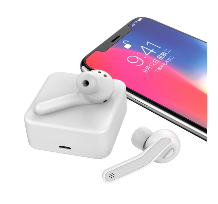 T03 Bezdrátová sluchátka bílá - 12hodin hraní, Hands-Free