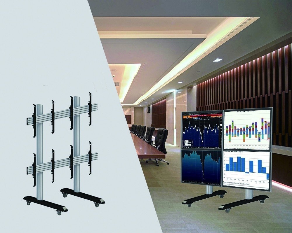 PS202B Mobilní stojan na 4 Televize 32"-65"