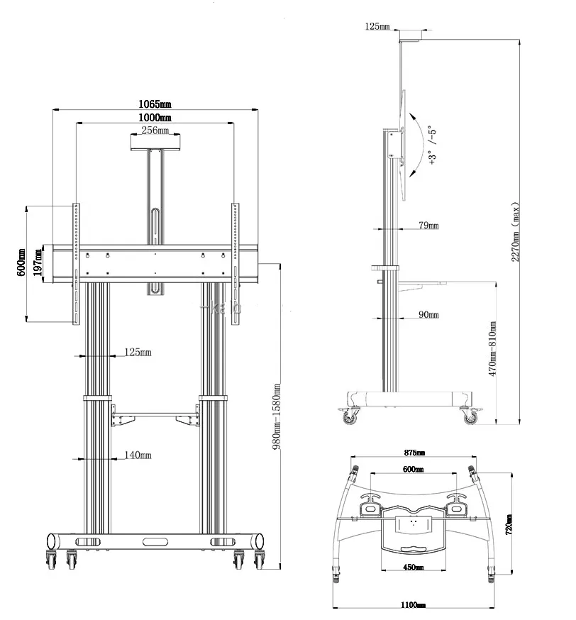 Mobilní televizní stojan F900 pro televize 60"-100" nosnost 100kg