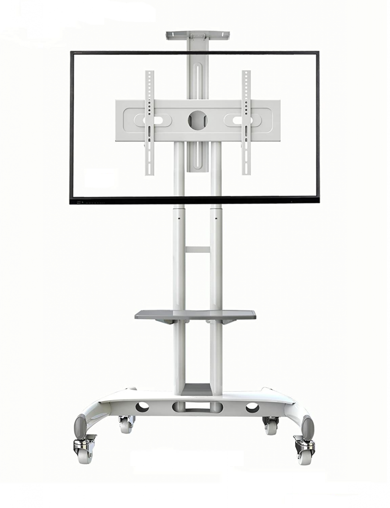 PS880 - Pojízdný Prezentační a Konferenční TV stojan bílý (55"-80")