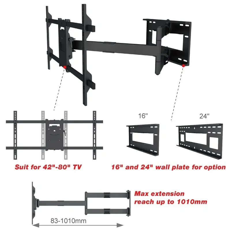 X101 B | Rameno 101cm | TV 42"-80" | 50kg