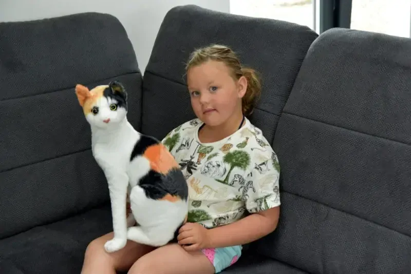 Plyšová sedící KOČKA TLAPKA 45cm