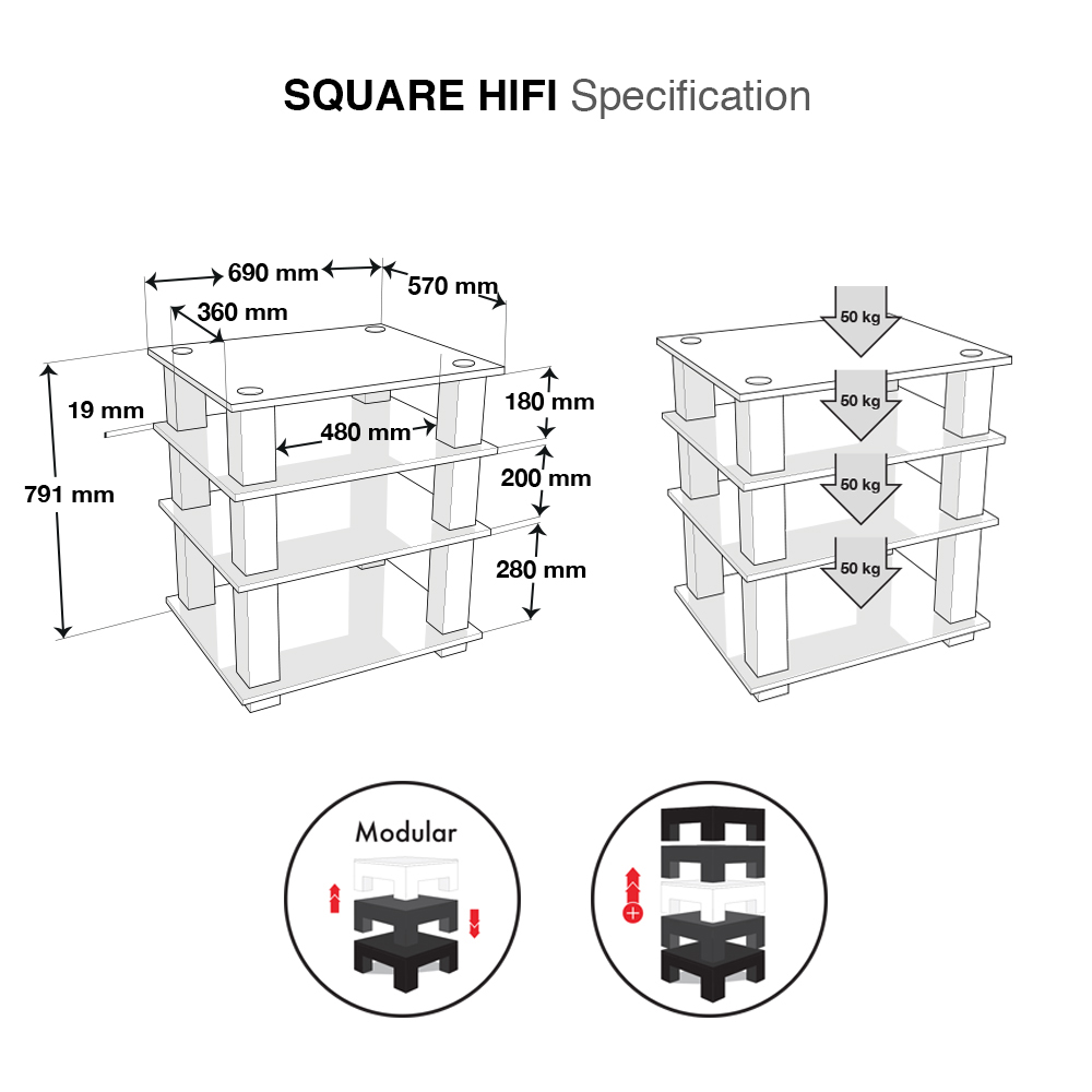 Hifi stolek NORSTONE SQUARE HIFI