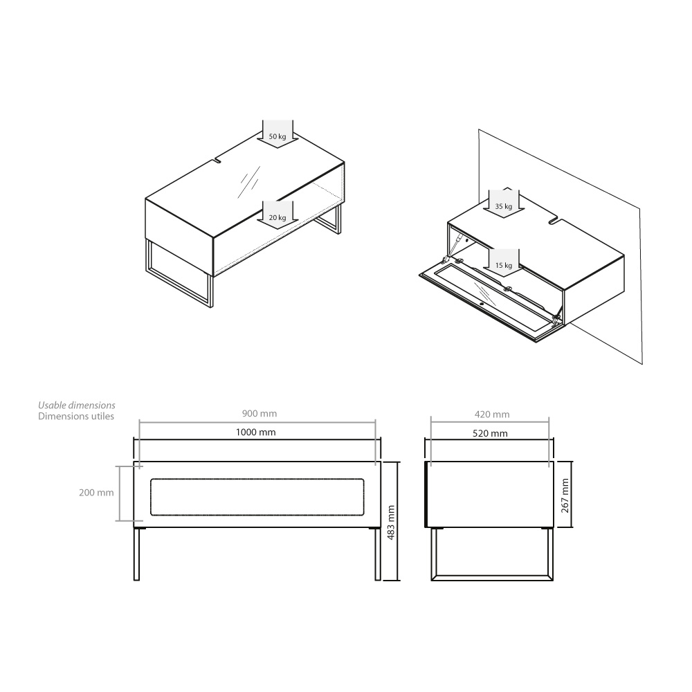 Atraktivní TV stolek NORSTONE KHALM 100cm černý 