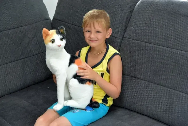 Plyšová sedící KOČKA TLAPKA 45cm