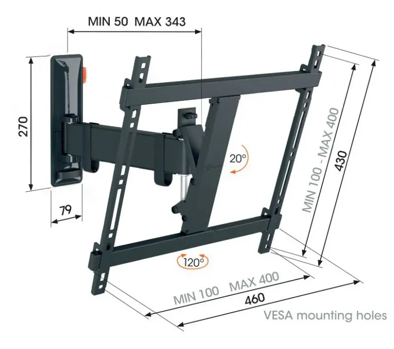 TVM 3423 - Robustní držák s flexibilním ramenem | TV 32"-65" | Nosnost 25Kg